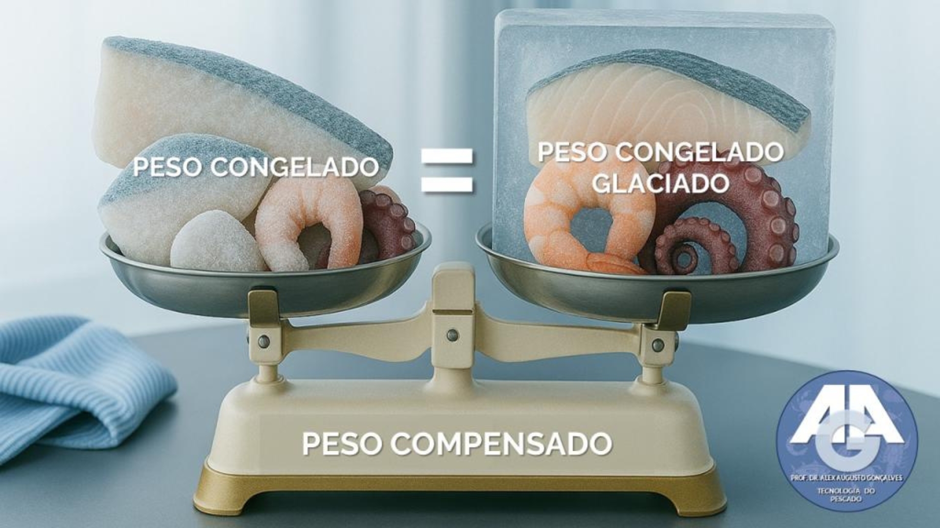 Comparação entre peso congelado e glaciado com balança