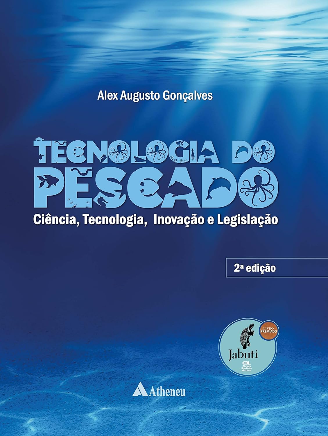 Capa da segunda edição do livro Tecnologia do Pescado, destacando o selo de livro premiado pelo Jabuti.
